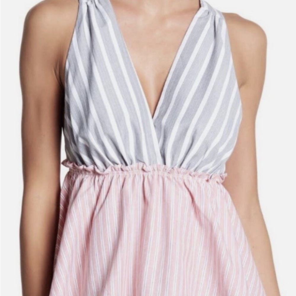 NWT Free People| Striped Sleeveless V-Neck Top, L